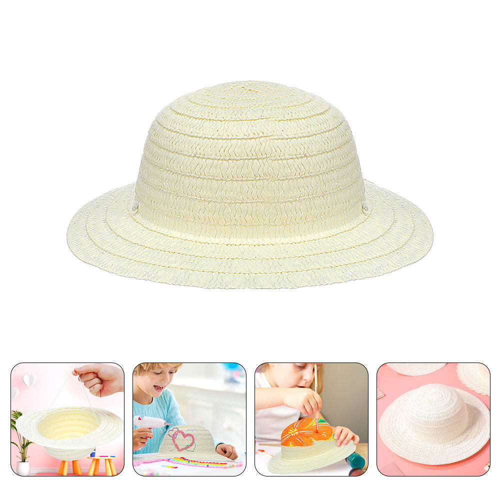 Painting Supplies - 8 stuks DIY kinderstrohoeden, witte blanco