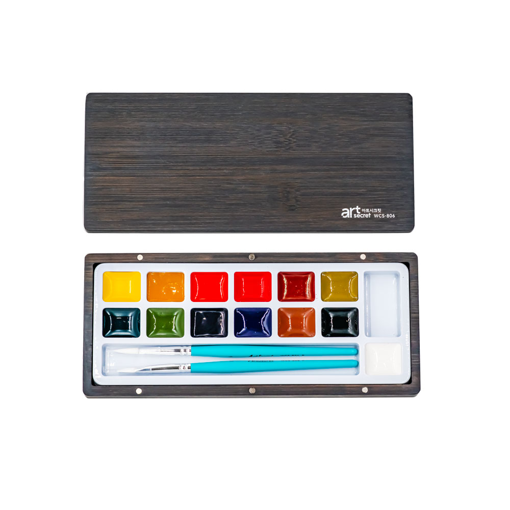 Watercolor Paint Set Solid Pigment - ArtSecret 13-solide aquarelpaletset, houten kist met