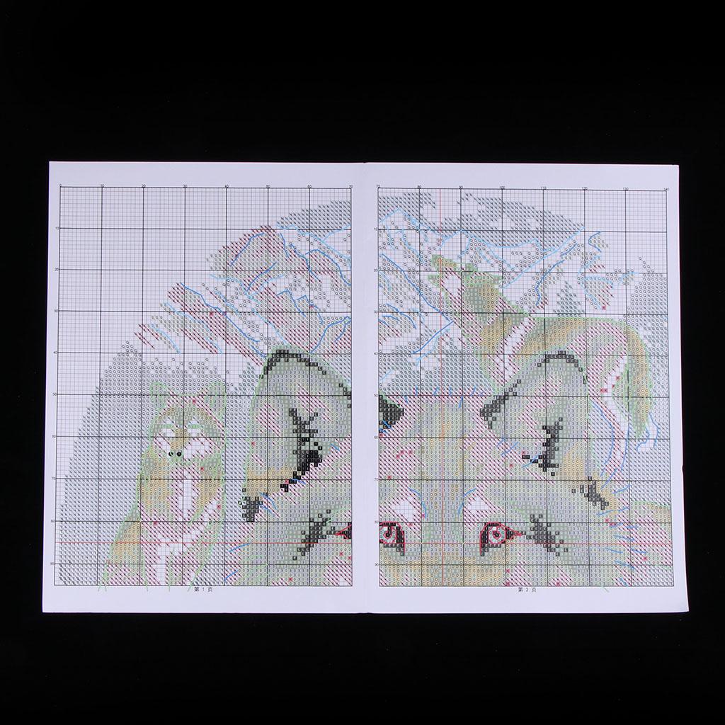 Cross Stitch Stamped Kits Beginners - Gestempelde borduurpakketten Katoenen Wolf-patroon Voorbedrukte borduurset