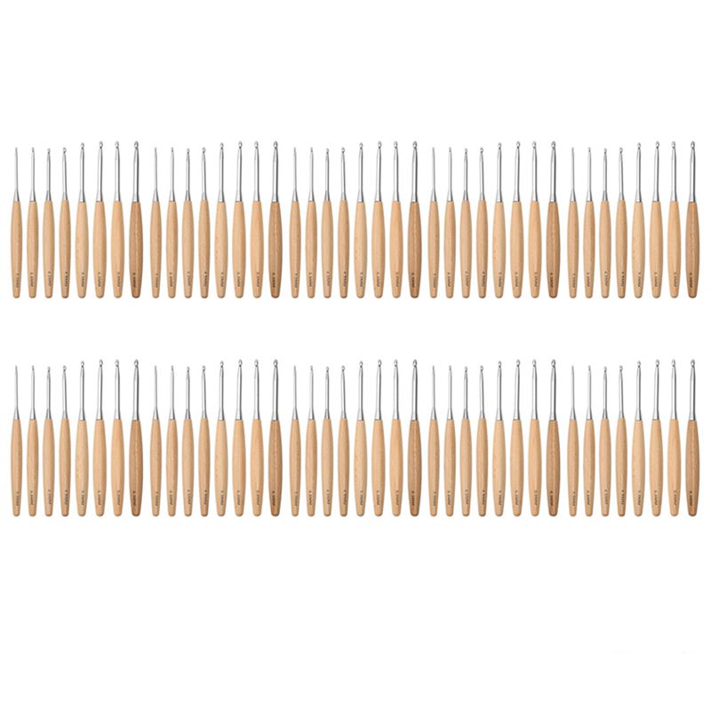 Wooden Crochet Hooks Ergonomic Handle - SEWS-80 stuks houten haaknaalden 3,0 mm-6,5