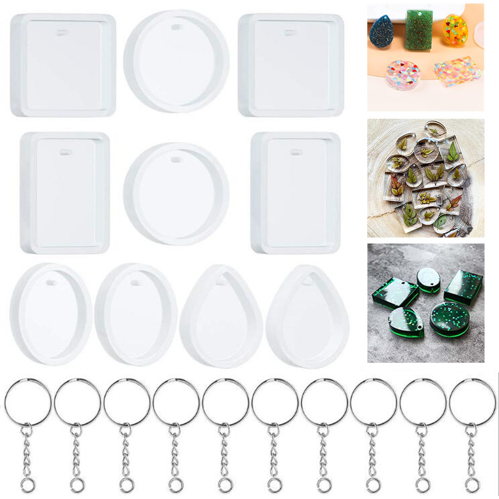 Silicone Epoxy Resin Molds Set - 20 Stks/set Diy Sleutelhanger Hanger Casting