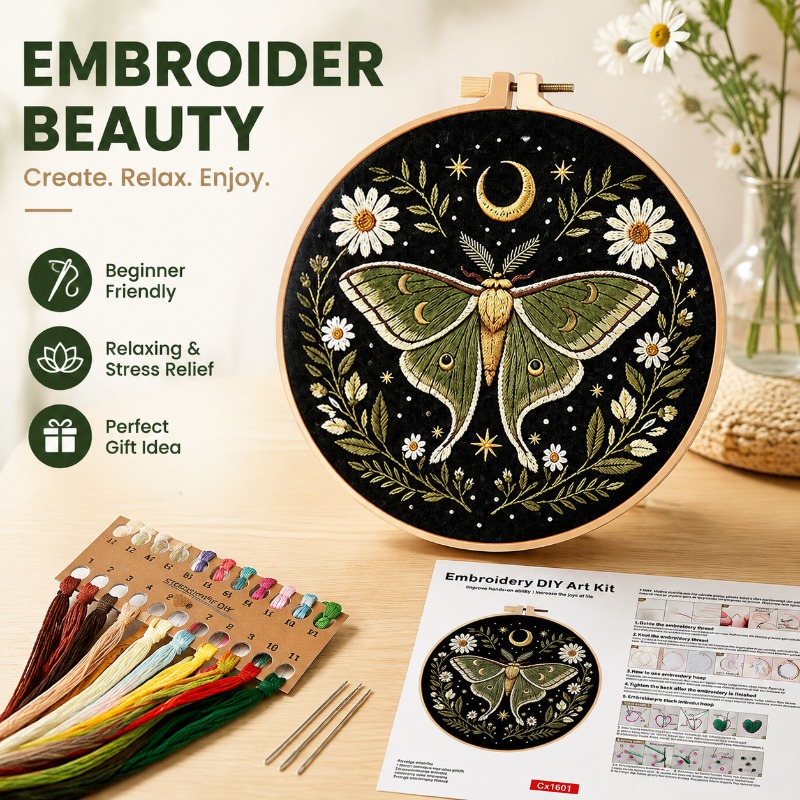 Cross Stitch Stamped Kits Beginners - Vlinderbloem Borduurwerk DIY Kit Handgestempelde Kruissteekset