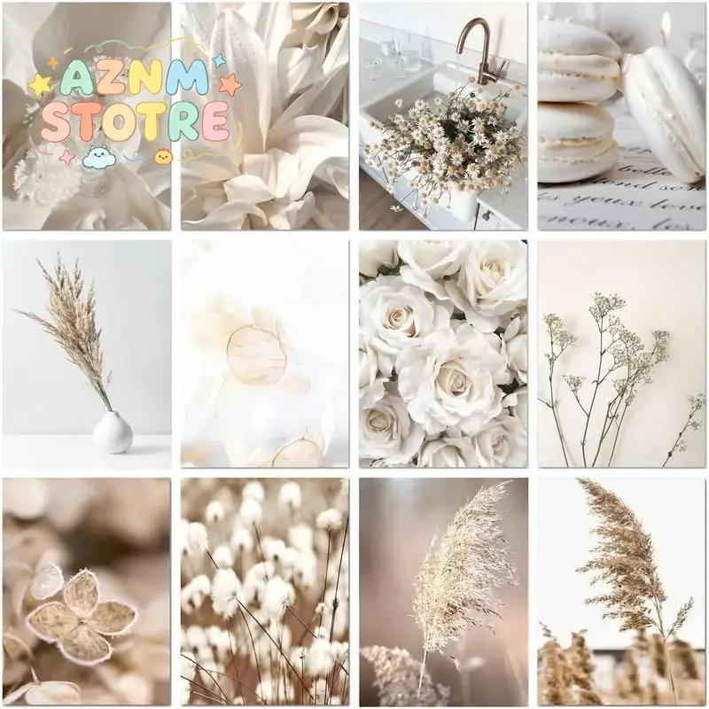 Painting Supplies - CHENISTORY 5d Diamant Schilderij Witte Bloemen
