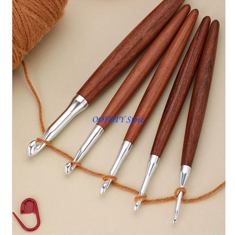 Wooden Crochet Hooks Ergonomic Handle - 367A 8 Stuks Ergonomische Houten Grip