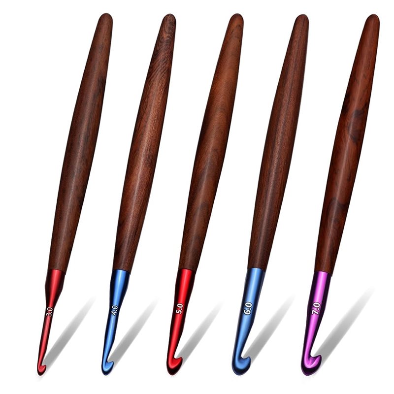 Wooden Crochet Hooks Ergonomic Handle - A59Z-Ergonomische haaknaalden met houten handvat voor