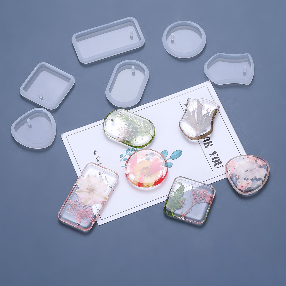 Silicone Epoxy Resin Molds Set - 1/6/10pcs DIY Sleutelhanger Hanger Siliconen Mal