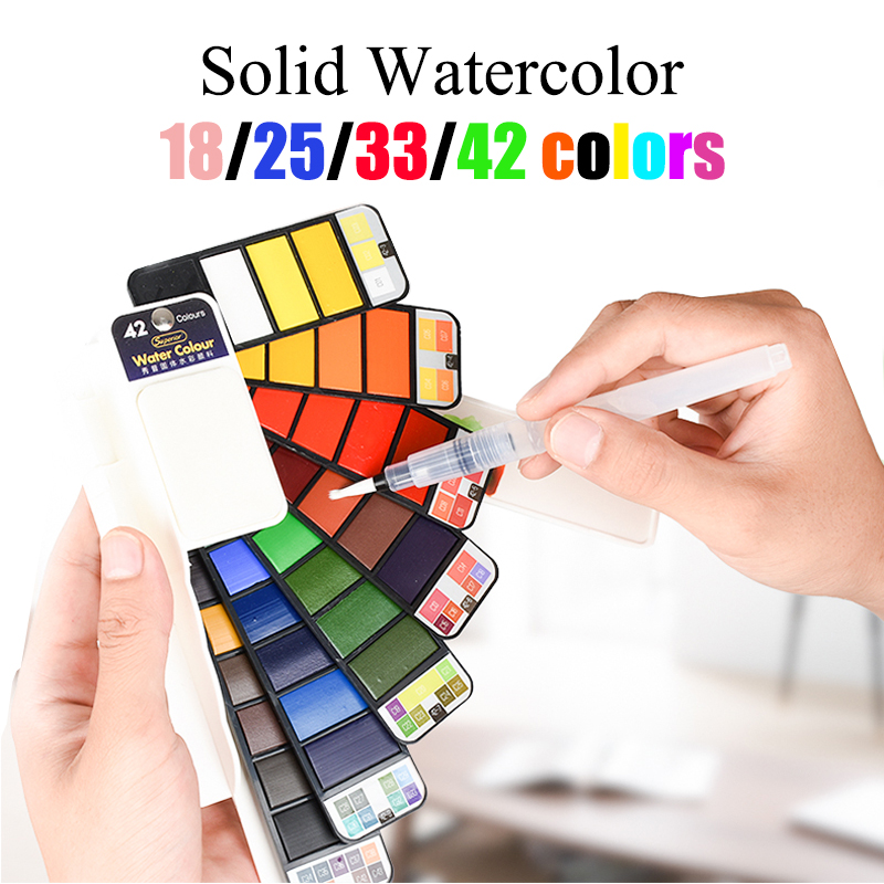 Watercolor Paint Set Solid Pigment - 18/25/33/42 Kleuren Solid Aquarel Set Whirl