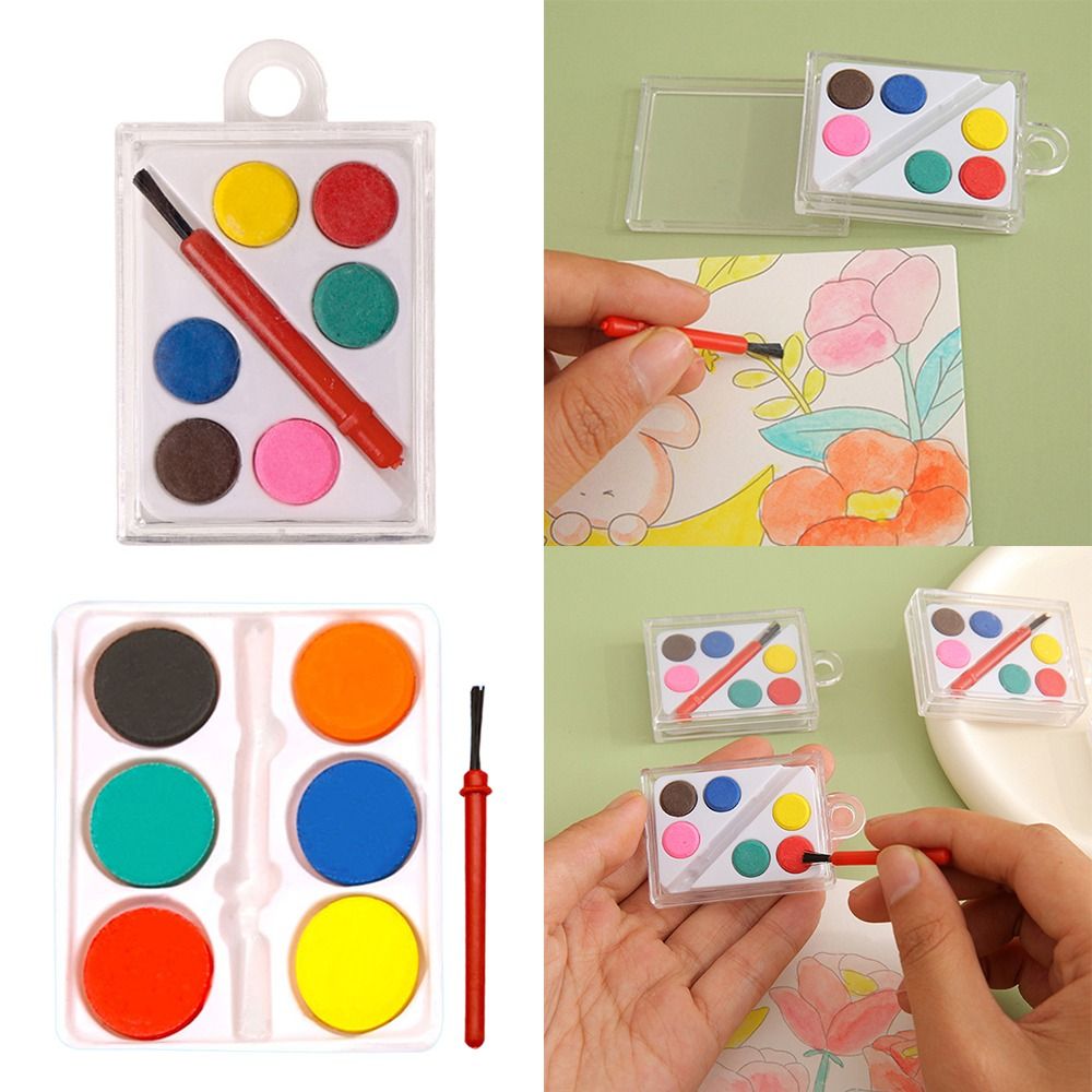 Watercolor Paint Set Solid Pigment - Hoge kwaliteit aquarelverfset met schilderkwast, 6