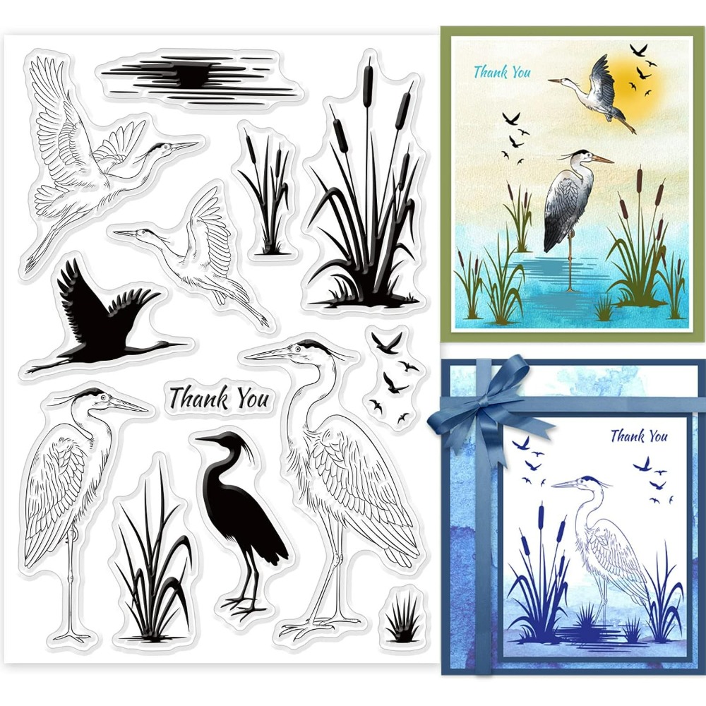 Clear Silicone Stamps For Card Making - Reiger Clear Stamps Wetland Silhouette Lake