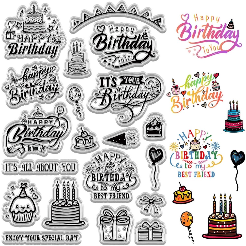 Clear Silicone Stamps For Card Making - Gelukkige Verjaardag Clear Stempels voor het