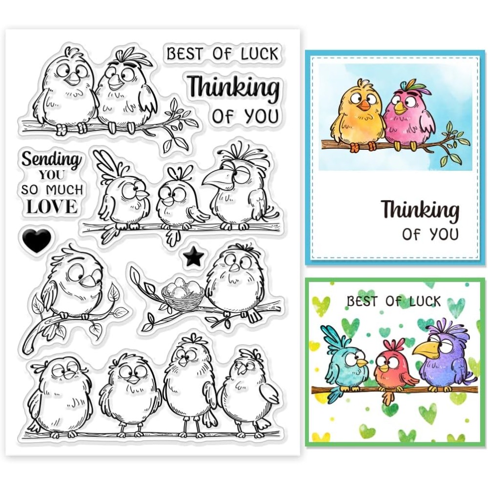 Clear Silicone Stamps For Card Making - Grappige Vogels Takken Clear Stempels Cartoon