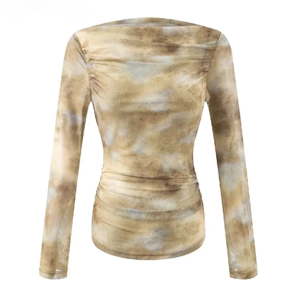 Embroidery - 2025 Sexy Tie-Dye Print Gerimpelde Schouder