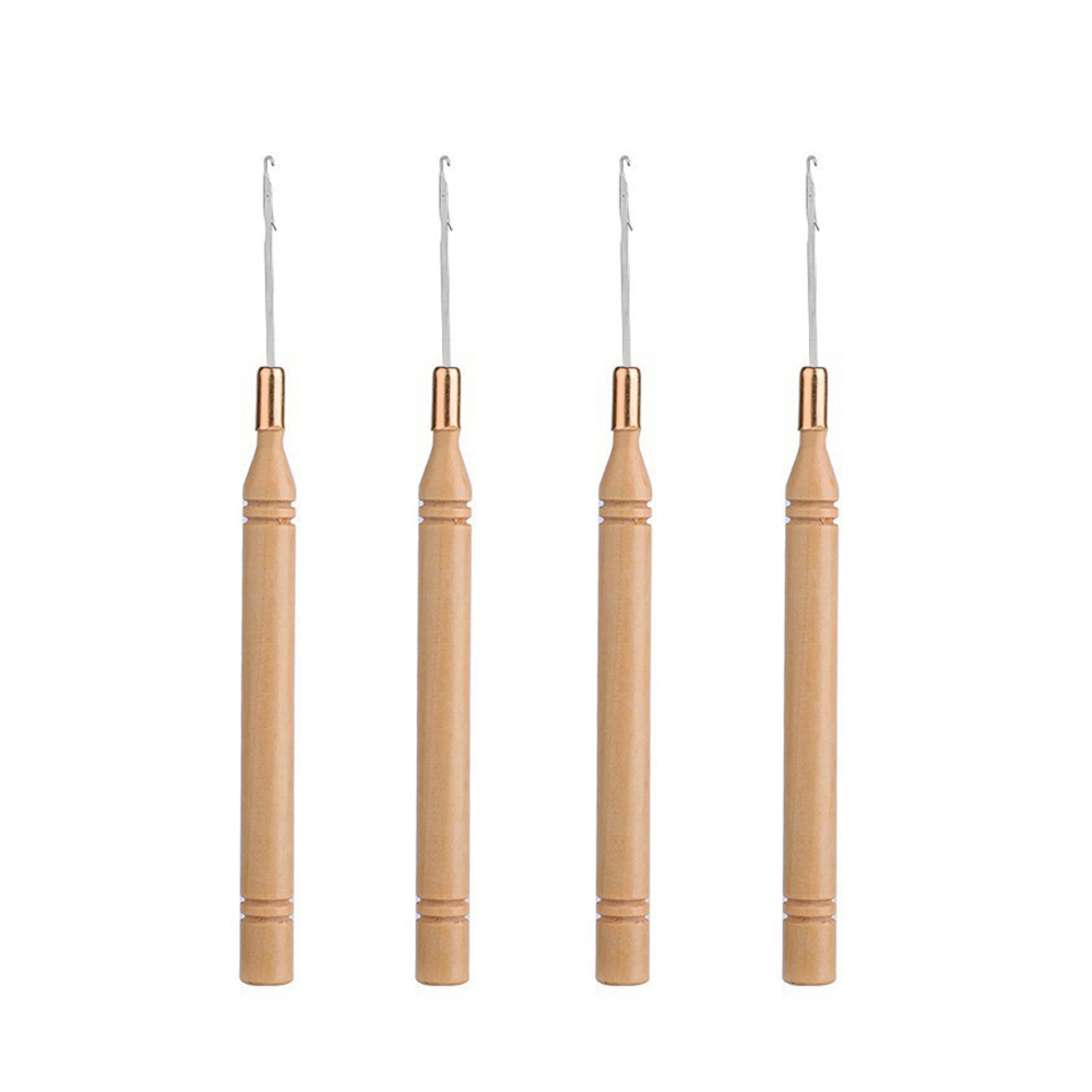 Wooden Crochet Hooks Ergonomic Handle - Ergonomische haarextensiehaaknaald met houten handvat, uniek