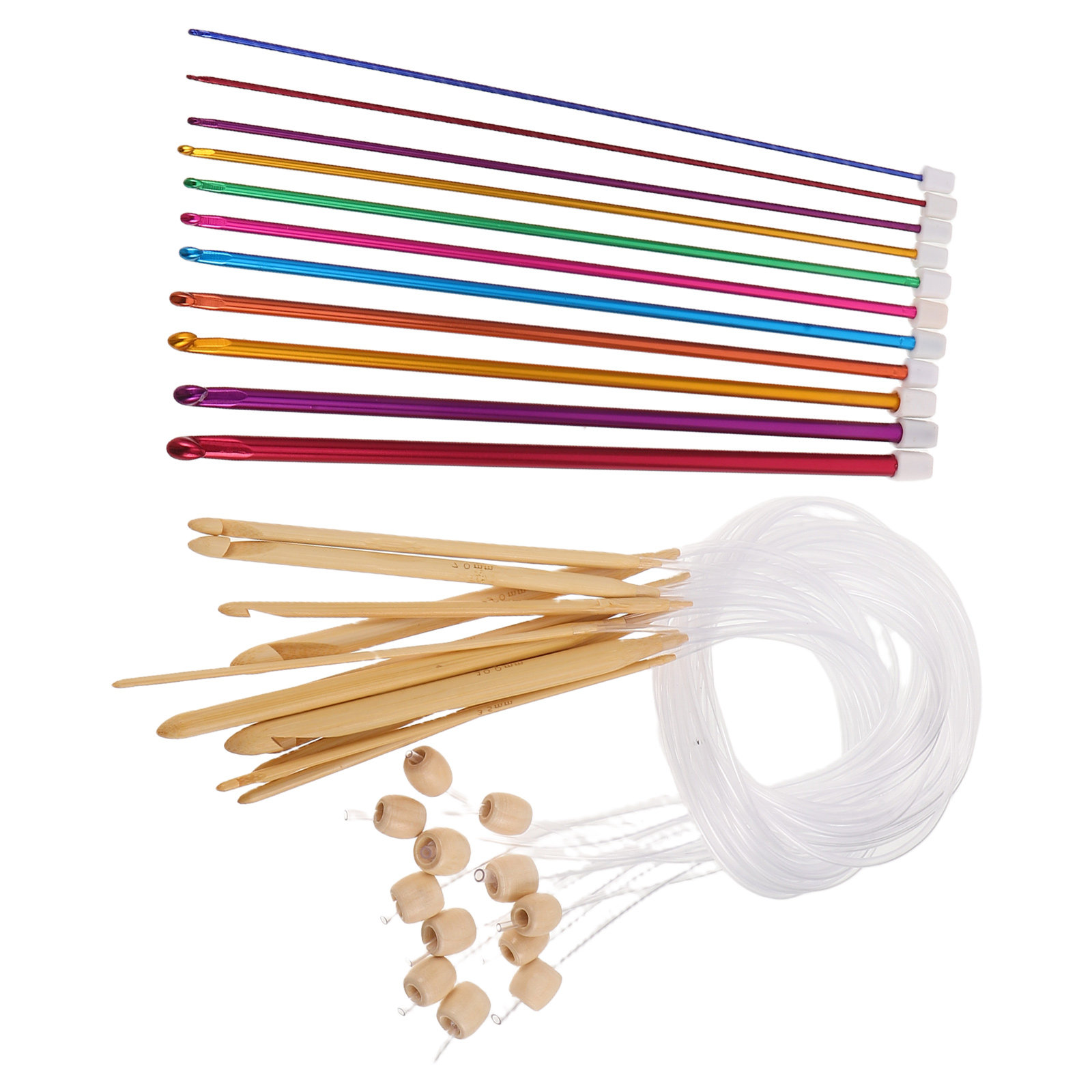 Wooden Crochet Hooks Ergonomic Handle - 1 Set Kleurrijke Haaknaalden voor Breien