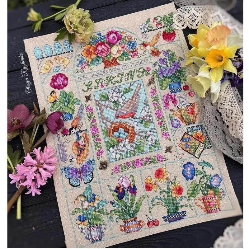 Cross Stitch Stamped Kits Beginners - 【CC2937 Spring Garden】 DIY-borduurpakket voor beginners,