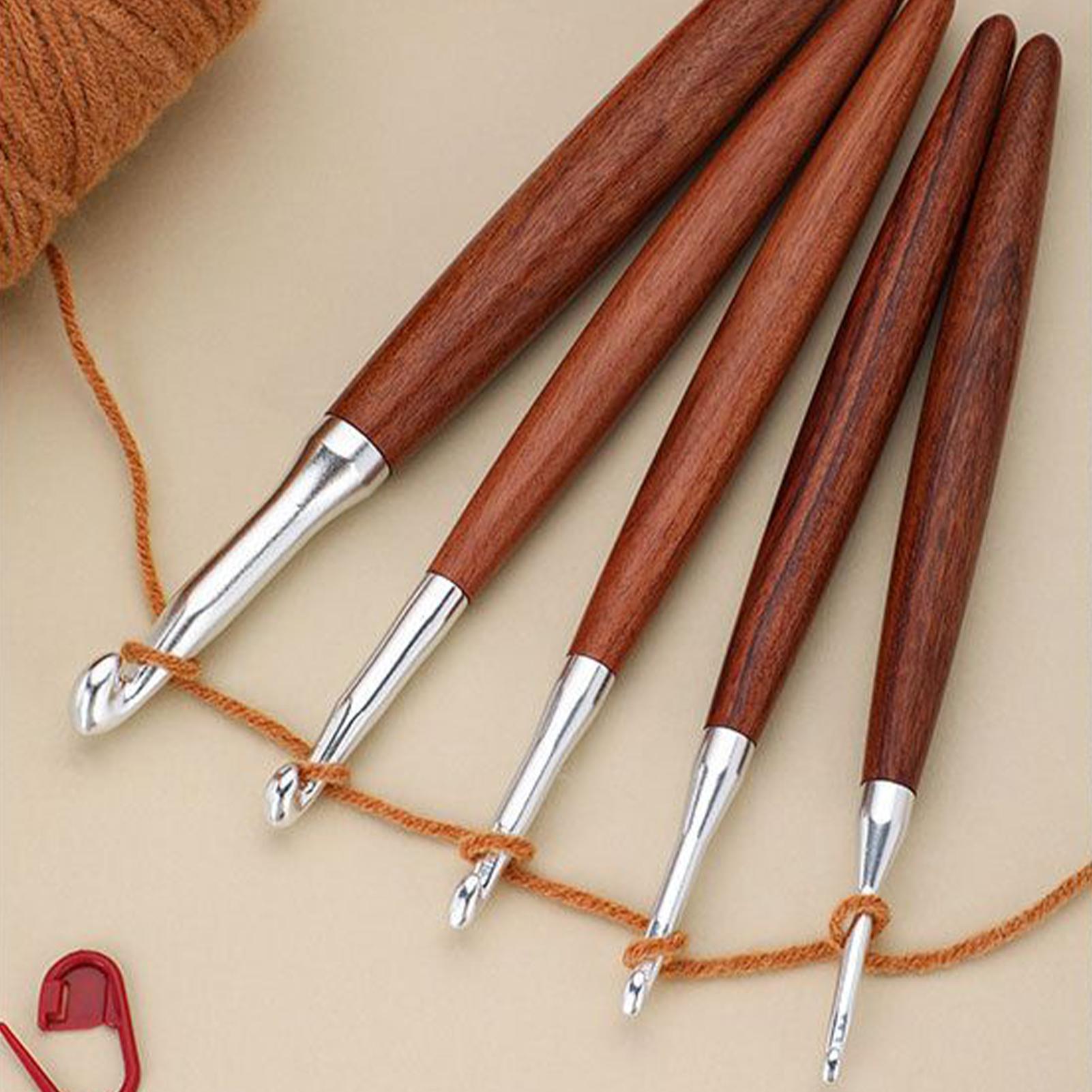 Wooden Crochet Hooks Ergonomic Handle - 8 stuks haaknaalden gemengde maten 3mm