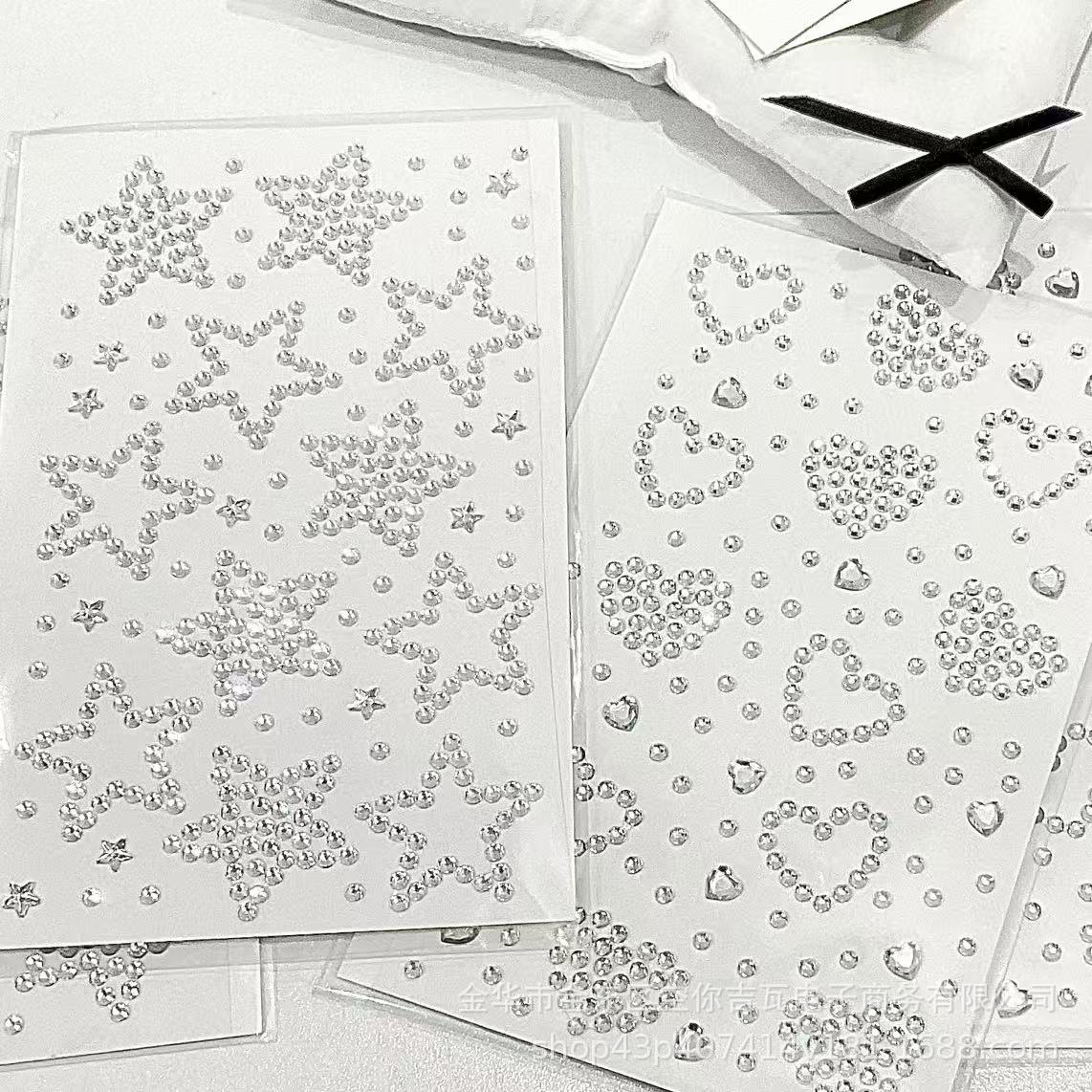 Scrapbooking - Zilveren Ster Hart Strass Stickers Platte