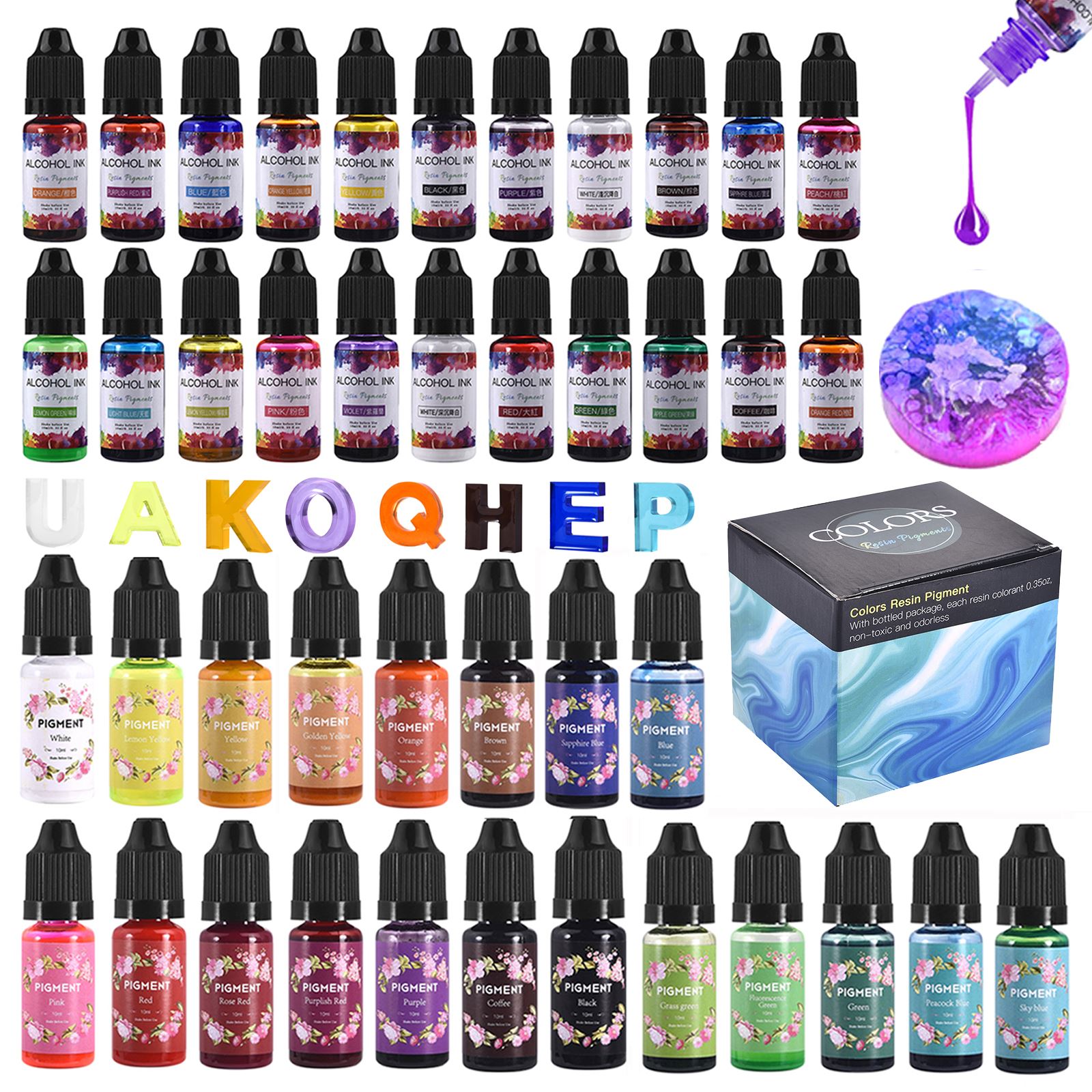 Silicone Epoxy Resin Molds Set - 1 Set Hars Pigment Kit Art