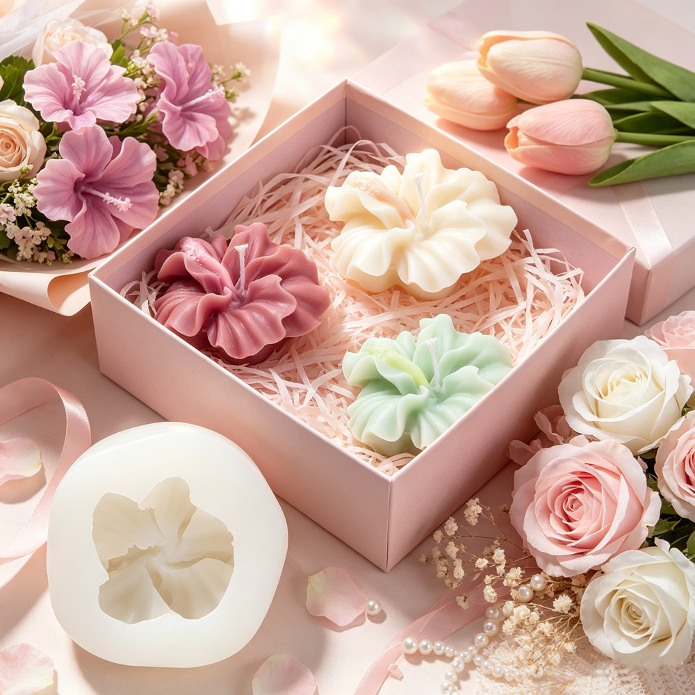 Silicone Epoxy Resin Molds Set - 2 stuks Hibiscus Bloem Kaarsvorm, Bloem