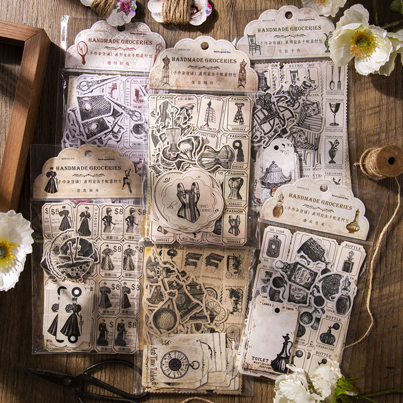 60st Vintage Stickers + Materi - Vintage Junk Journal Scrapbooking Paper recensie en prijs