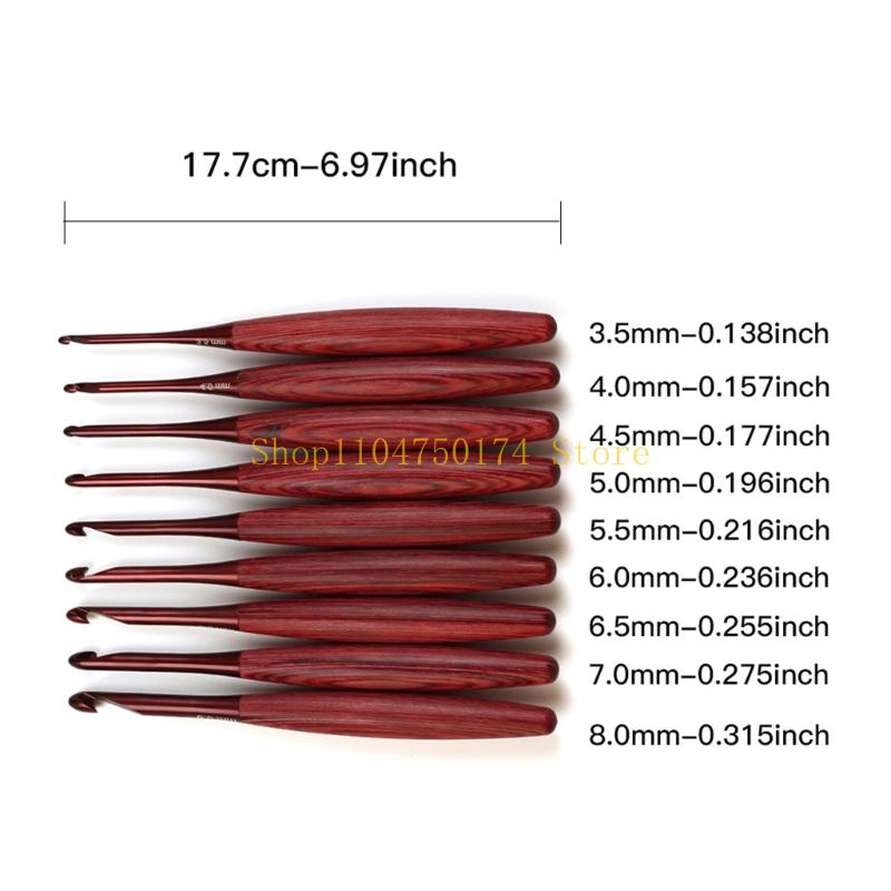 9 stuks houten handvat alumini - Wooden Crochet Hooks Ergonomic Handle recensie en prijs