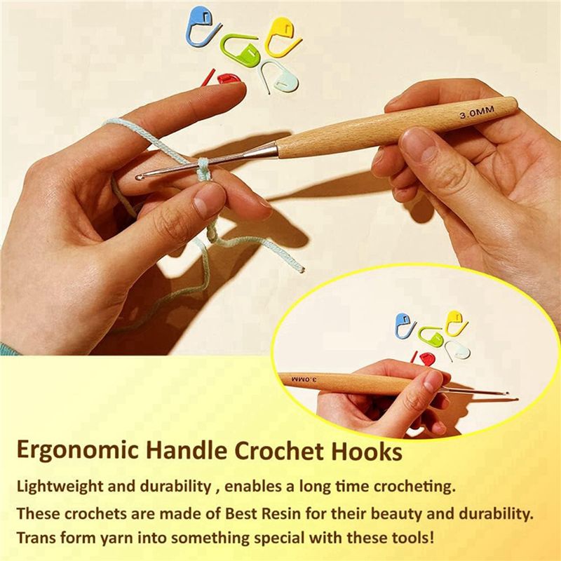 SEWS-80 stuks houten haaknaald - Wooden Crochet Hooks Ergonomic Handle recensie en prijs