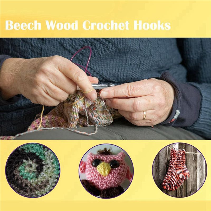 SEWS-80 stuks houten haaknaald - Wooden Crochet Hooks Ergonomic Handle recensie en prijs