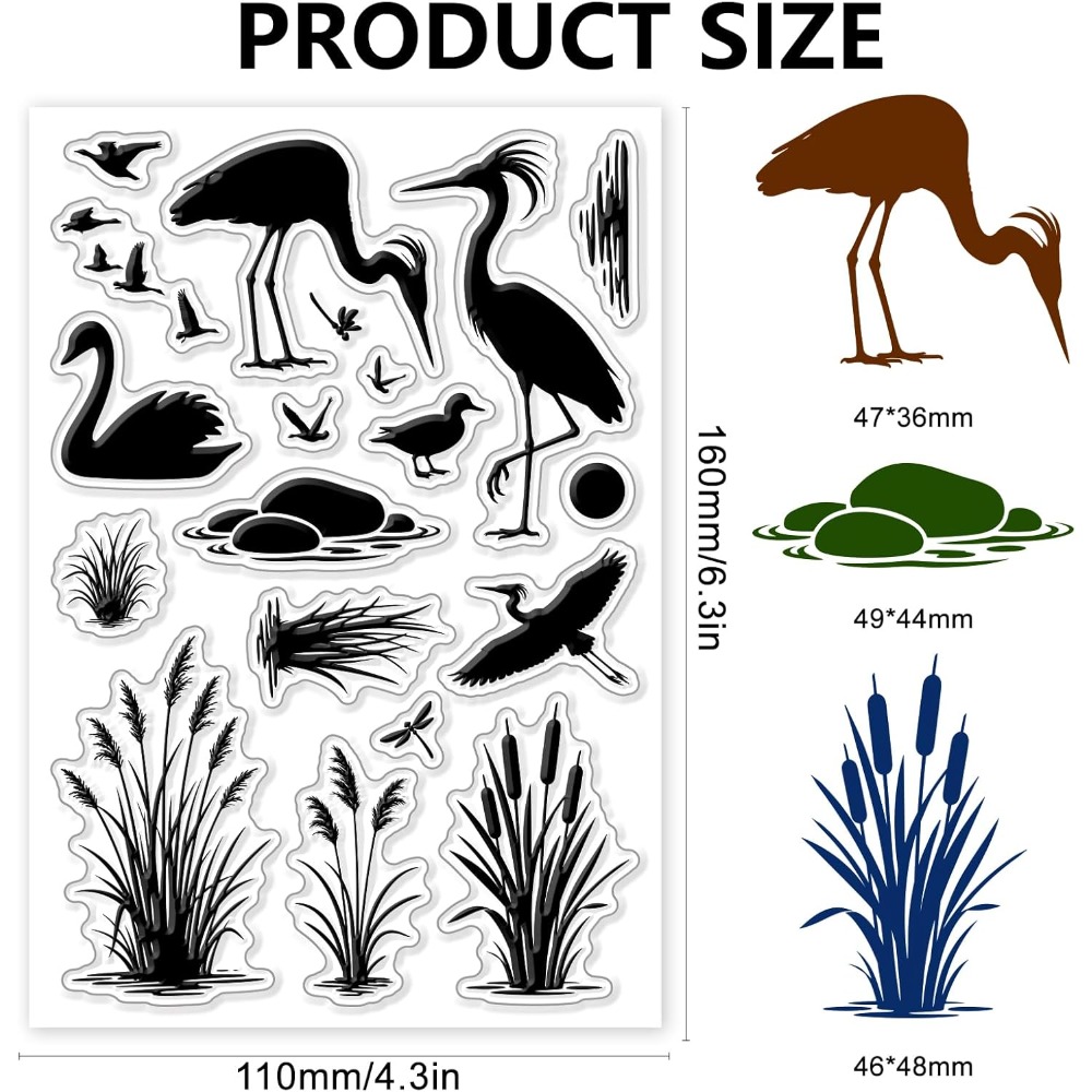 Wetlands Birds Pattern Clear S - Clear Silicone Stamps For Card Making recensie en prijs