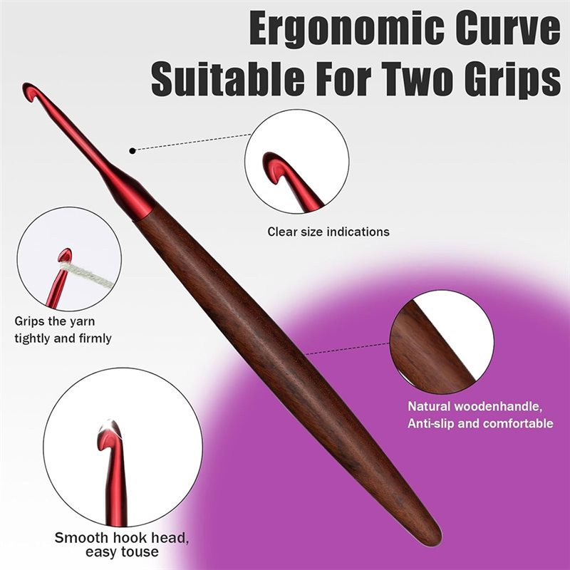 A59Z-Ergonomische haaknaalden  - Wooden Crochet Hooks Ergonomic Handle recensie en prijs