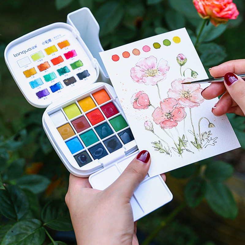 LANGUO 16 Kleuren Aquarel Verf - Watercolor Paint Set Solid Pigment recensie en prijs