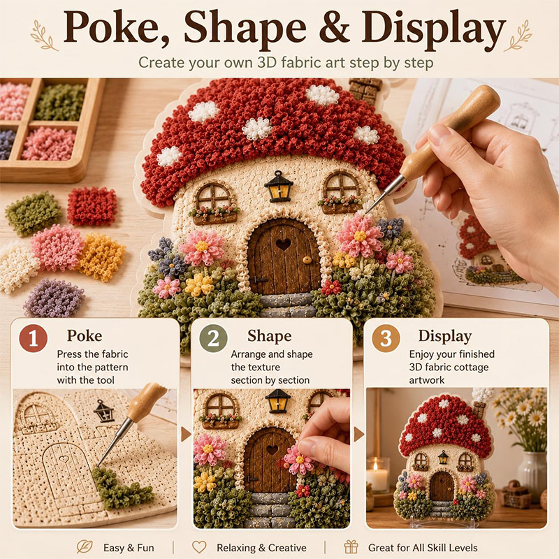 3D Mushroom House Poke Art DIY - Embroidery recensie en prijs