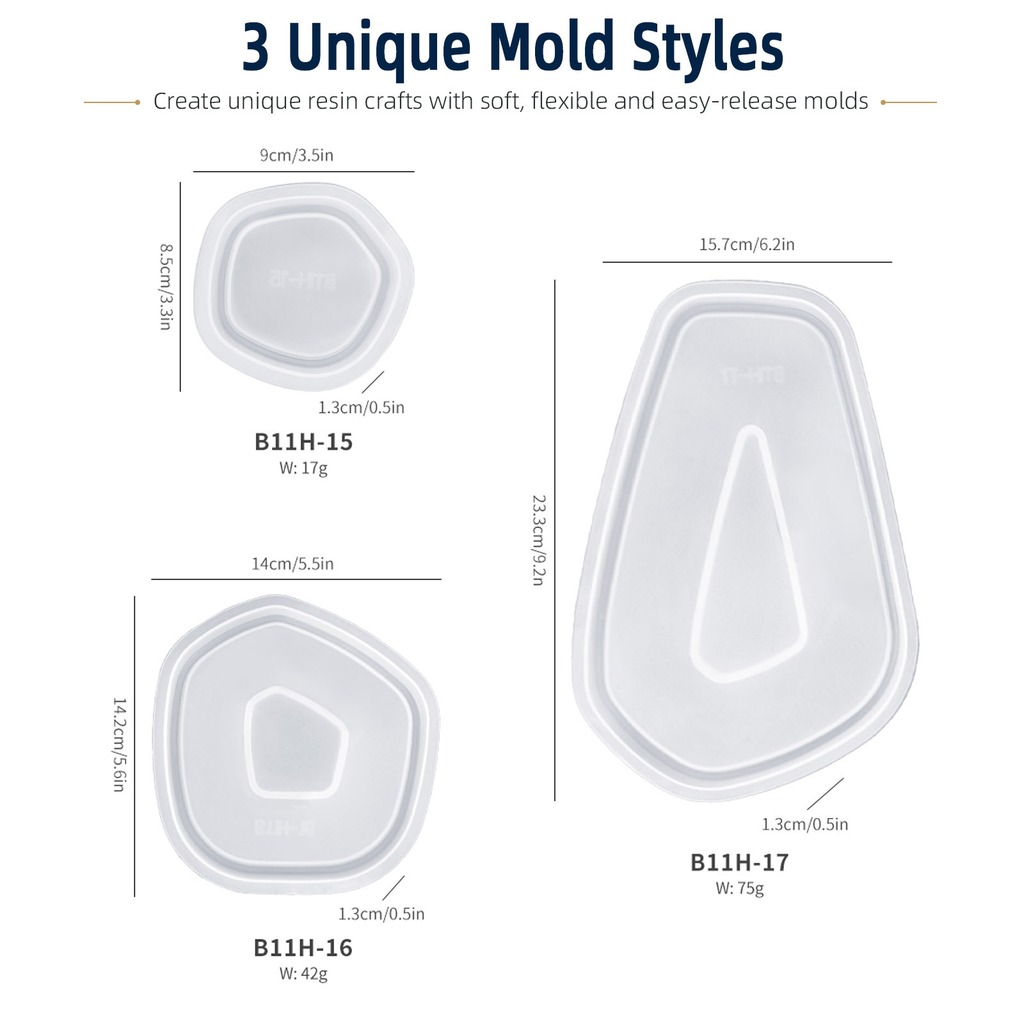 3-delige set onregelmatige sil - Silicone Epoxy Resin Molds Set recensie en prijs