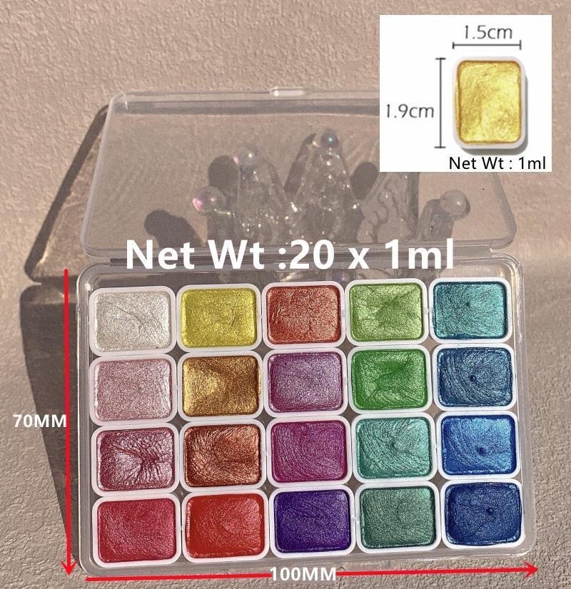 Parelmoerverf Draagbare 20-kle - Watercolor Paint Set Solid Pigment recensie en prijs